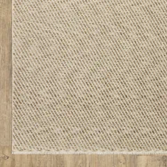 Echo Solid Beige/ Beige Stripe Cut Pile Rug
