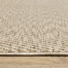 Echo Solid Beige/ Beige Stripe Cut Pile Rug