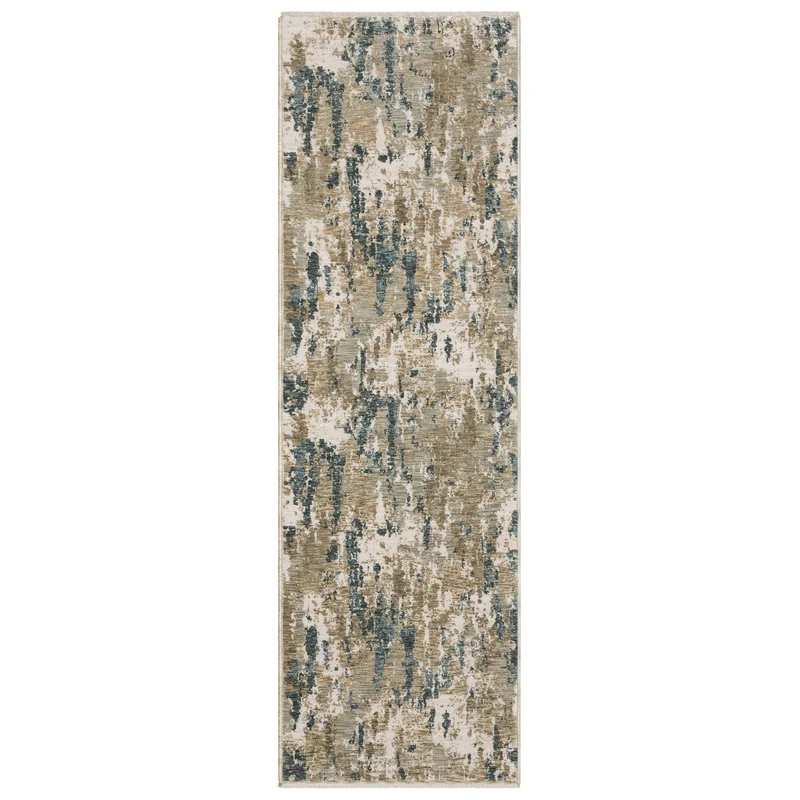Echo Ech11 Beige/ Blue Abstract Rug
