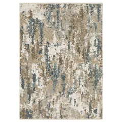 Echo Abstract Beige/ Blue Cut Pile Rug