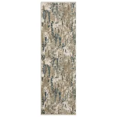 Echo Abstract Beige/ Blue Cut Pile Rug