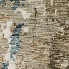 Echo Abstract Beige/ Blue Cut Pile Rug
