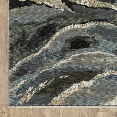 Echo Abstract Blue/ Green Cut Pile Rug