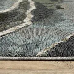 Echo Abstract Blue/ Green Cut Pile Rug