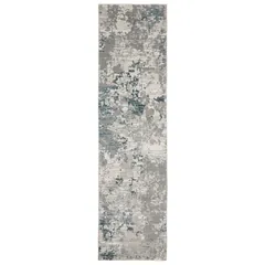 Evolution Abstract Grey/ Blue Cut Pile Rug
