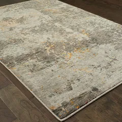 Evolution Abstract Grey/ Gold Cut Pile Rug