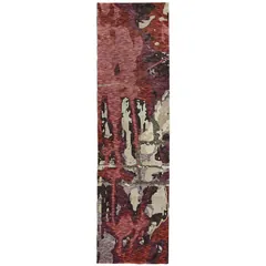 Evolution Abstract Red/ Beige Cut Pile Rug