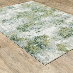 Evolution Abstract Blue/ Green Cut Pile Rug