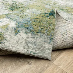 Evolution Abstract Blue/ Green Cut Pile Rug