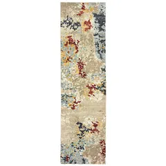Evolution Abstract Beige/ Blue Cut Pile Rug