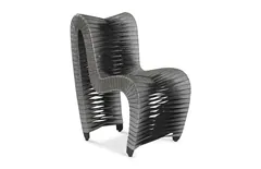 Seat Belt Dining Chair, Silver, Metallic
