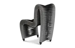 Seat Belt Dining Chair, Silver, Metallic