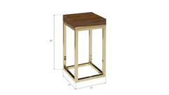Hayden End Table, Natural, Narrow, Square, Plated Brass Base