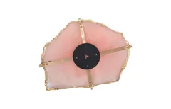 Gem Wall Tile in Brass Setting, Rose Quartz