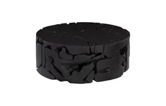 Teak Chunk Round Coffee Table, Black