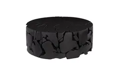 Teak Chunk Round Coffee Table, Black
