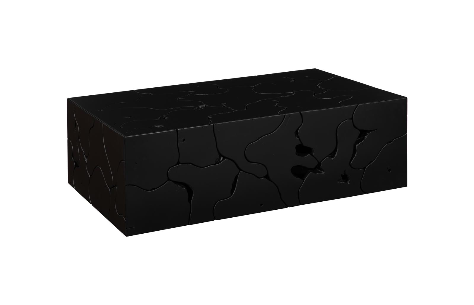 Teak Slice Coffee Table, Rectangle, Black