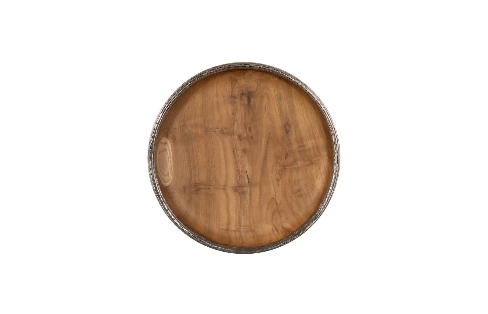 Teak Wood Bowl Wall Art, Metallurgy Edge, XL