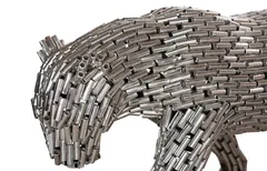 Panther Pipe Sculpture, Walking, Stainless Steel, Small