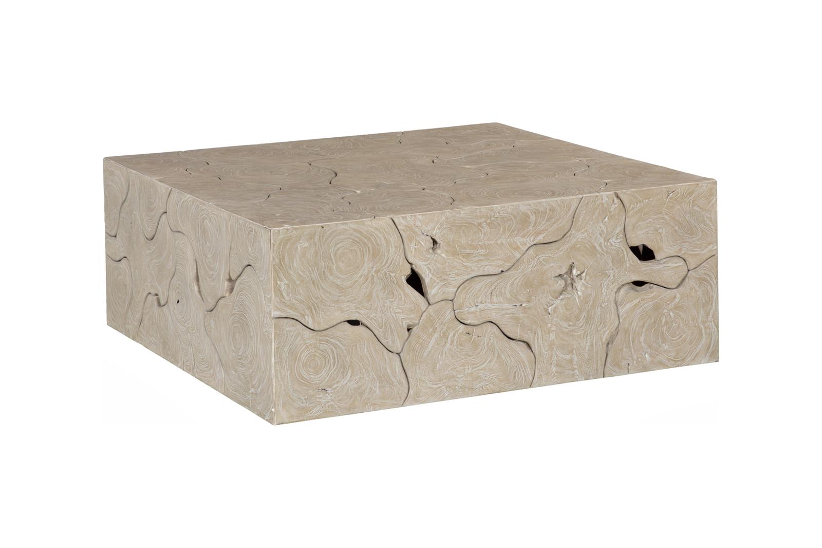 Teak Slice Coffee Table, Square, Oat Finish