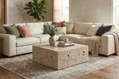 Teak Slice Coffee Table, Square, Oat Finish
