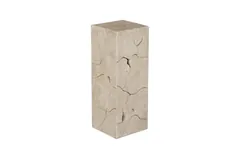 Teak Slice Pedestal, Square, Oat Finish, MD