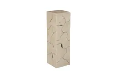 Teak Slice Pedestal, Square, Oat Finish, LG