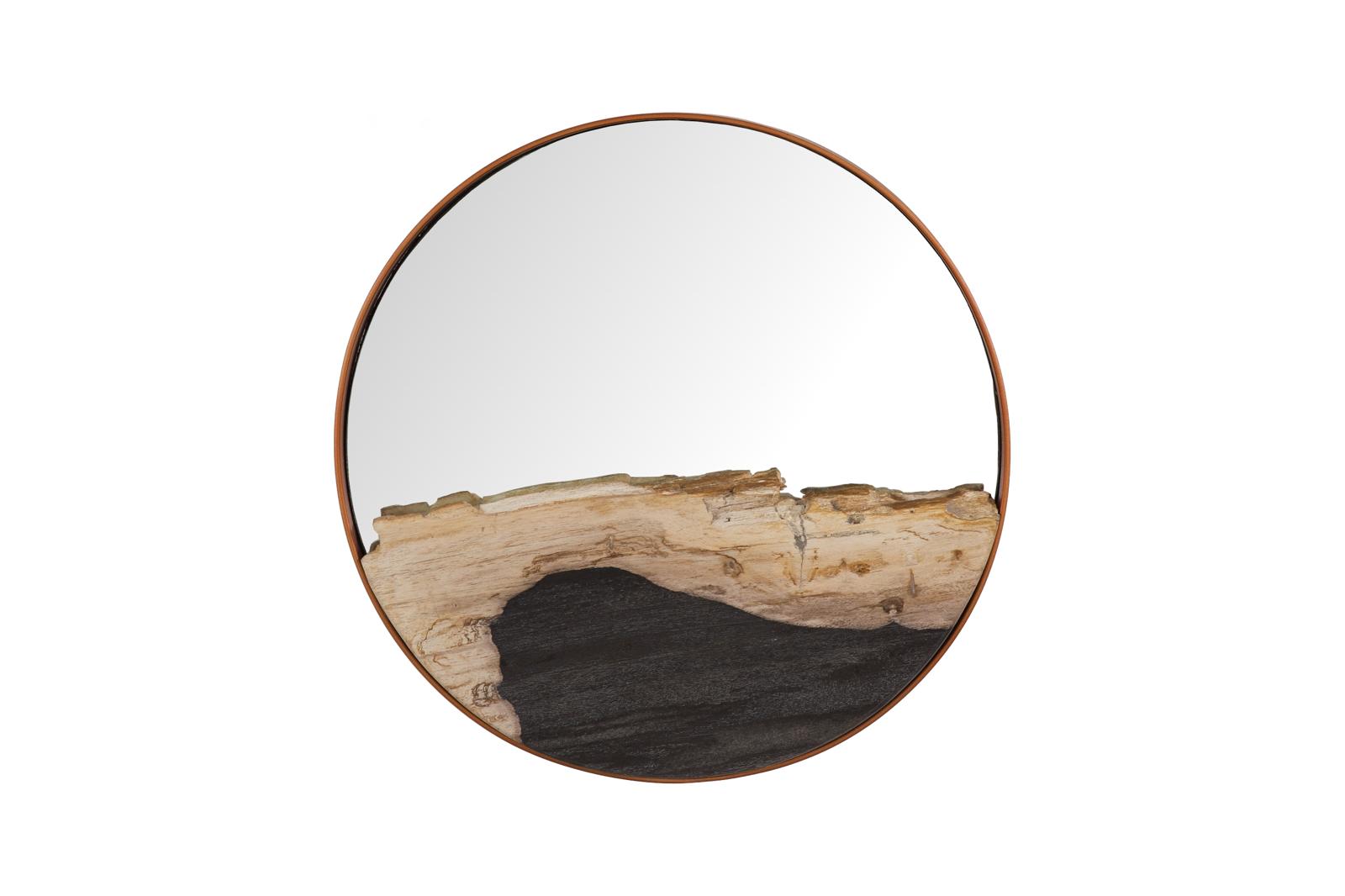 Petrified Slice Mirror, Copper Frame, Small