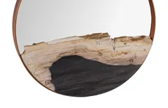 Petrified Slice Mirror, Copper Frame, Small