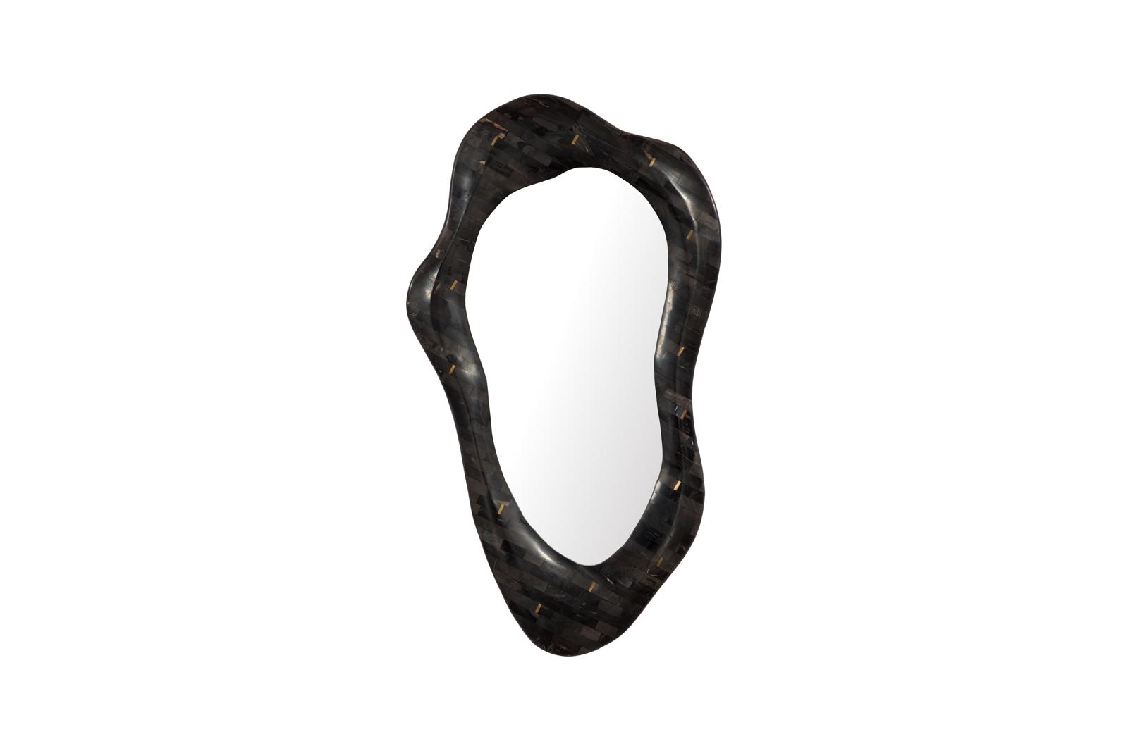 Morphic Petrified Mirror, Wave, Black Frame