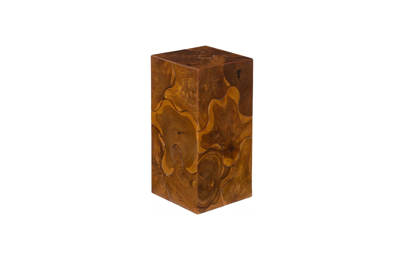 Teak Slice Pedestal, Square, SM