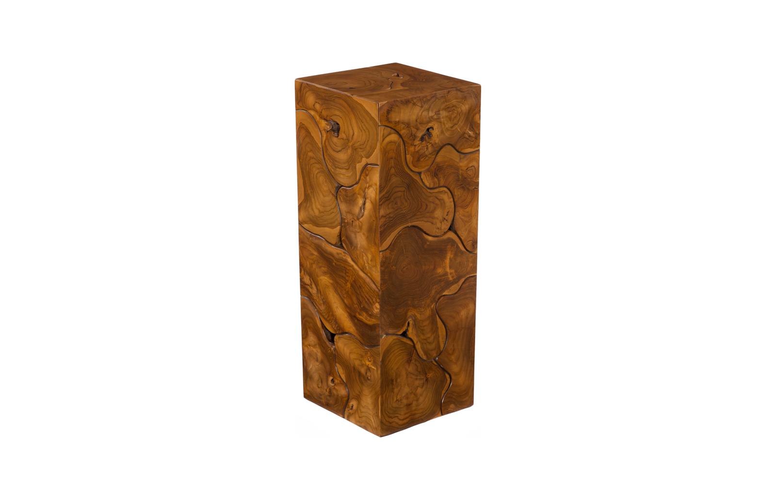 Teak Slice Pedestal, Square, MD