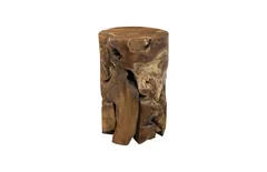 Teak Chunk Side Table, Round