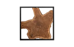 Framed Slice Wall Tile, Teak Wood, Black Frame