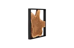 Framed Slice Wall Tile, Teak Wood, Black Frame