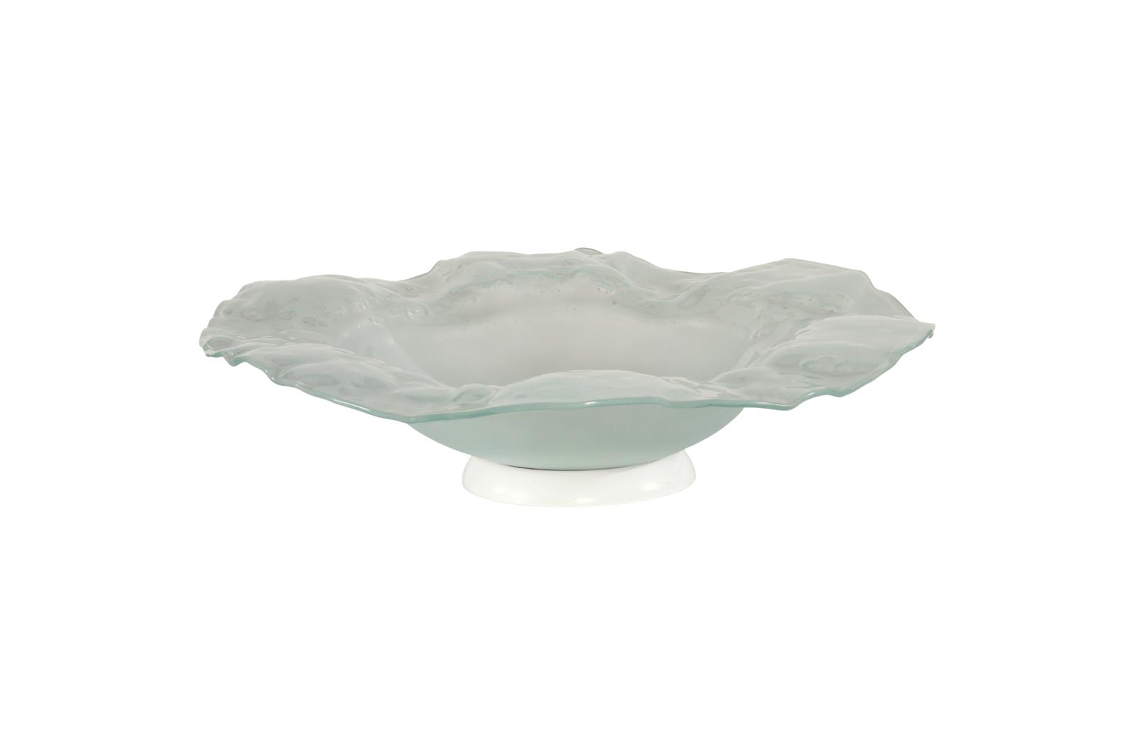Frosted Leaning Glass Bowl, SM, With Ring Base