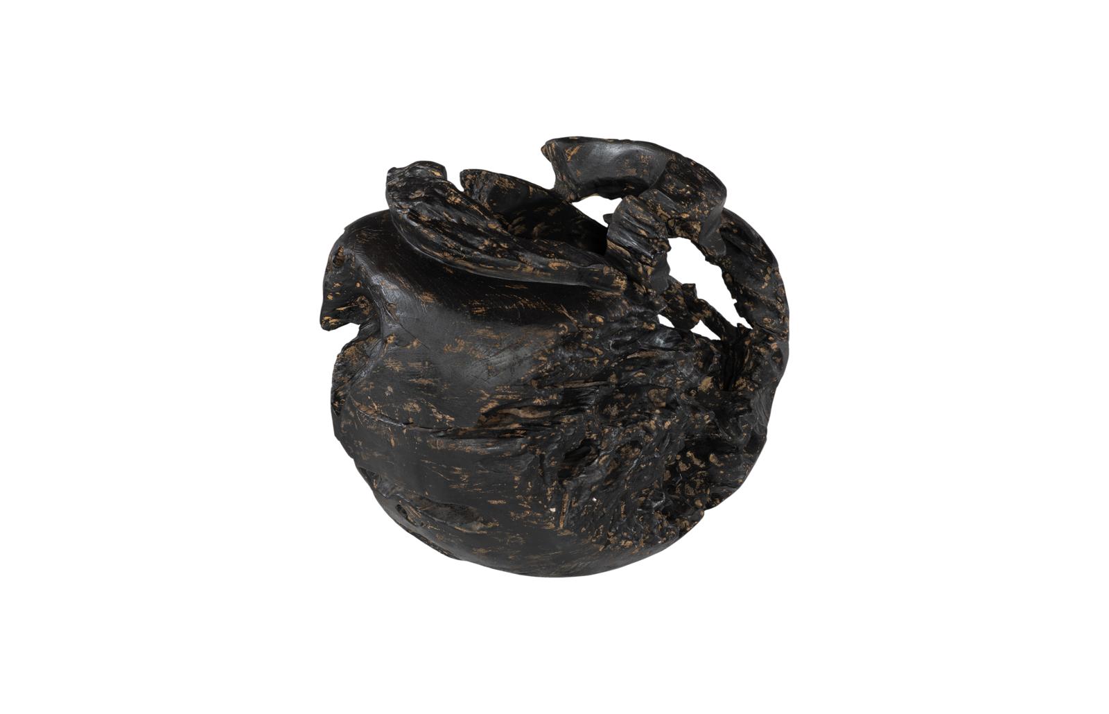 Teak Planter, Black, Brown