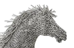 Horse Pipe Sculpture, Galloping, Stainless Steel