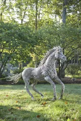 Horse Pipe Sculpture, Galloping, Stainless Steel