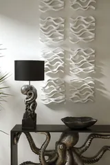 Vine Wall Tile, Matte White, Set of 4