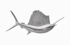 Sail Fish Wall Sculpture, Resin, Silver Leaf