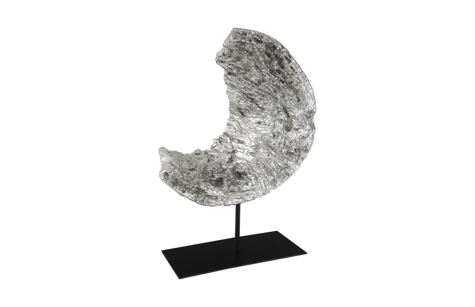 Cast Eroded Wood Circle on Stand, Silver Leaf, Assorted