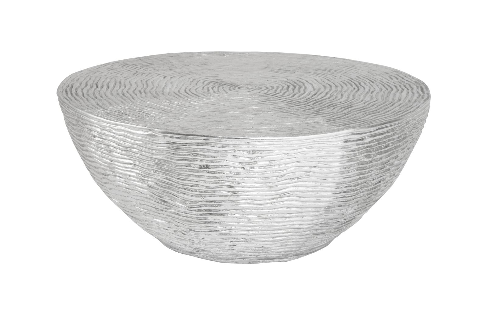 Ripple Coffee Table, Resin, Silver Leaf with Antiquing