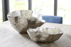 Cast Onyx Bowl, Silver Leaf, Small