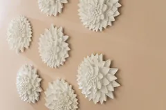 Dahlia Flower Wall Art, Gel Coat White