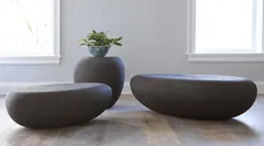 River Stone Coffee Table, Charcoal Stone, Small