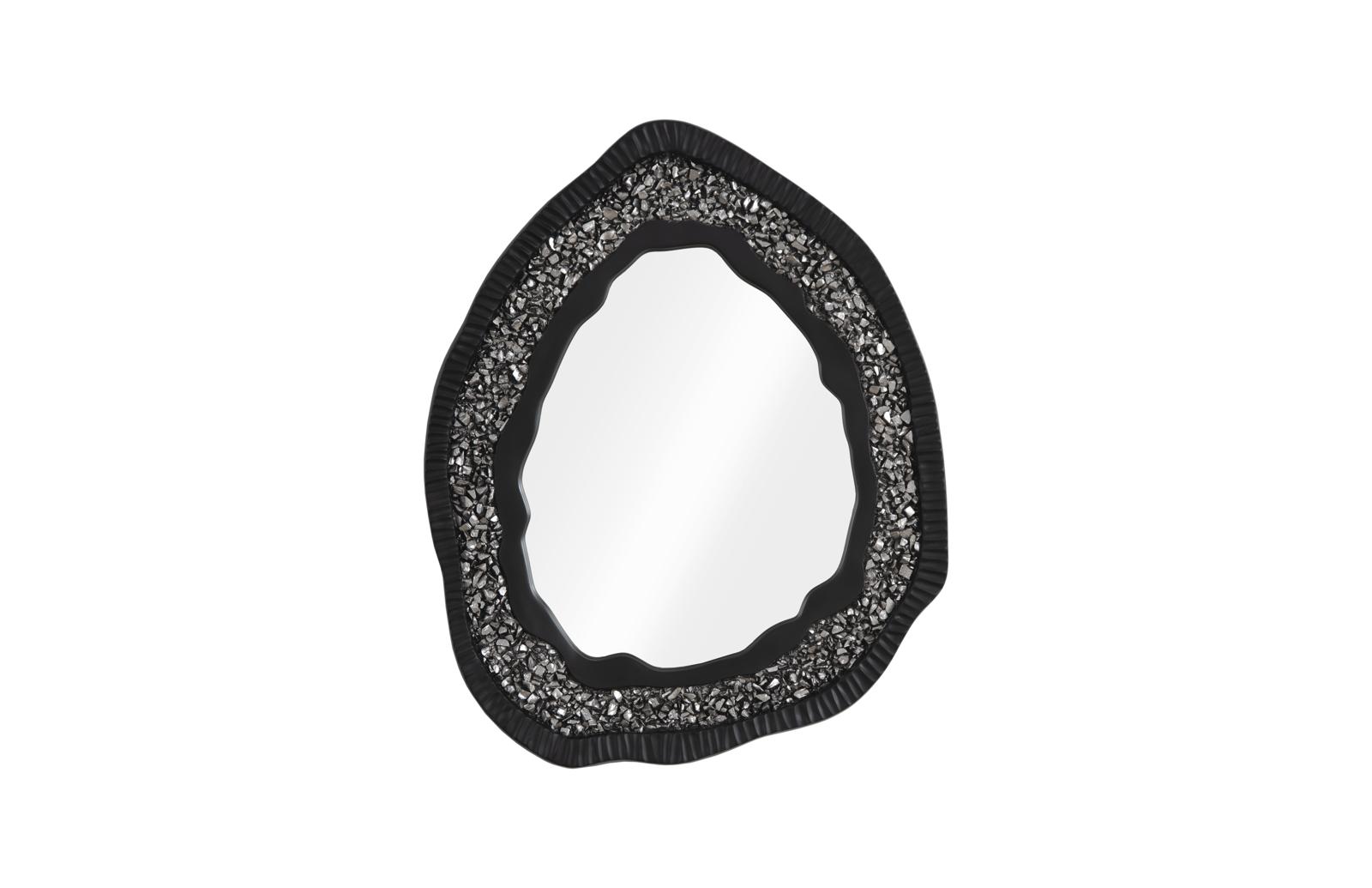 Geode Mirror, Black And Silver, Matte