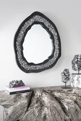 Geode Mirror, Black And Silver, Matte