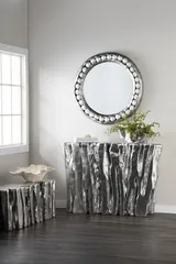 Pearl Mirror, Silver Leaf, Round