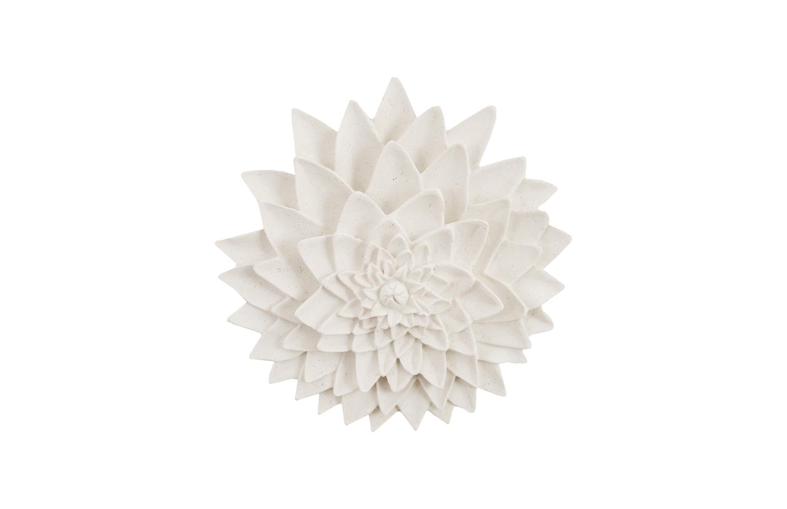Dahlia Flower Wall Art, White Stone